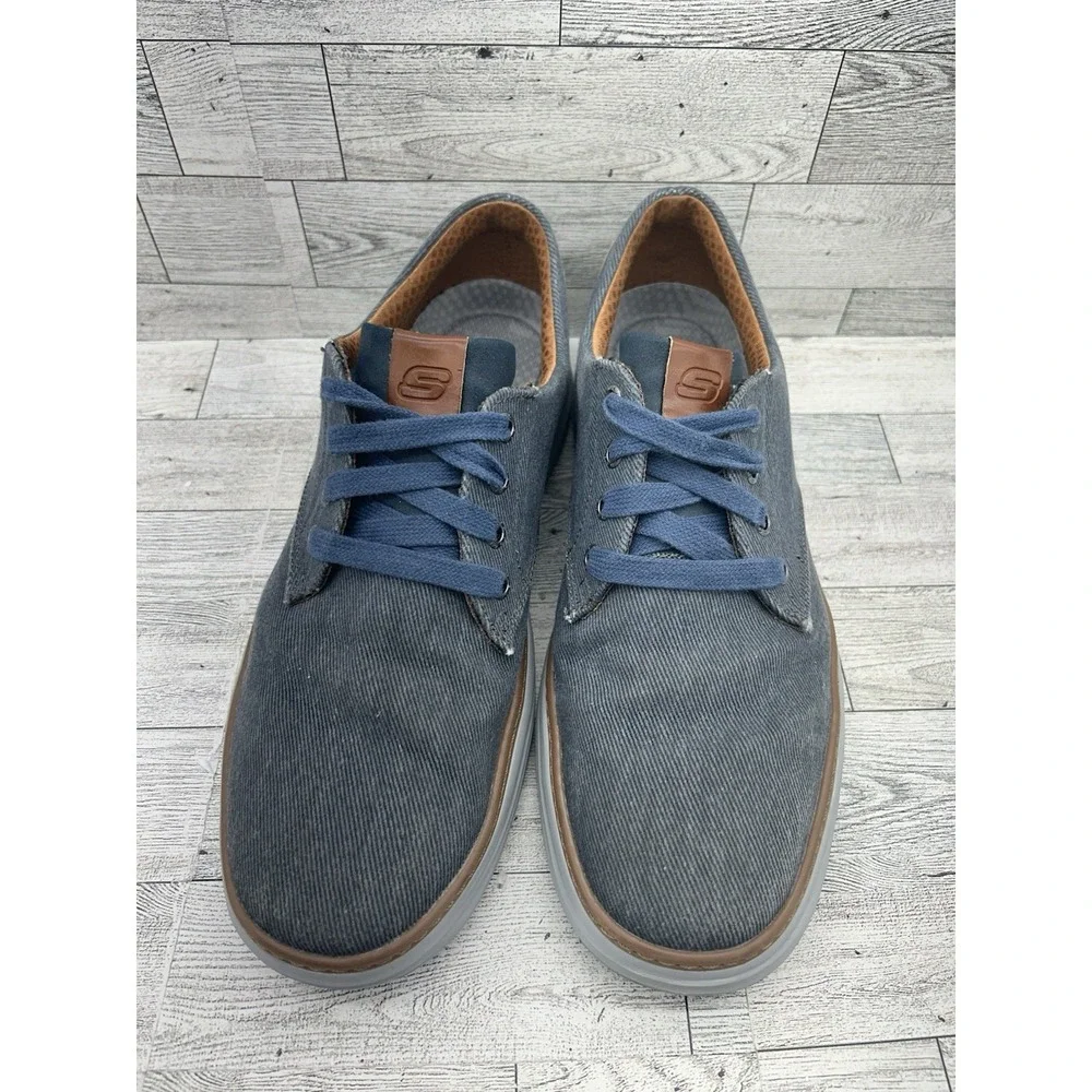 Men's Size 10 Skechers Moreno Ederson 65981 Navy Blue Canvas Oxford‎ Shoes